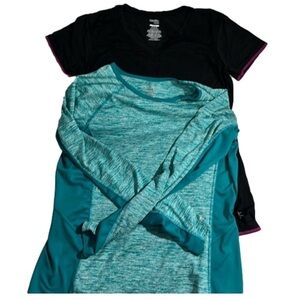 Danskins Now 2 shirt bundle sleeve leisurewear large blue‎ black long and short